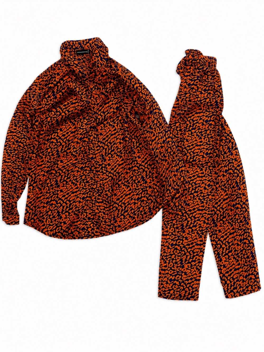 PrettyLittleThing Orange & Navy Leopard Print Co-Ord Set